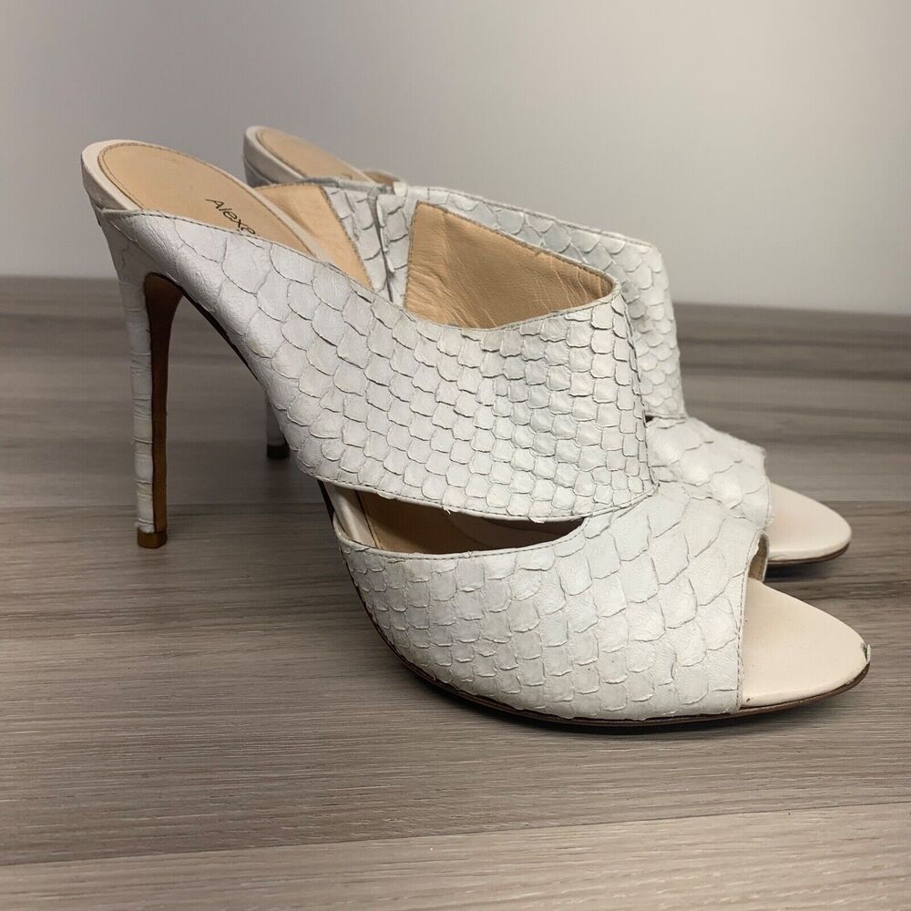 Alexandre Birman White Python Leather Slide Slip … - image 1